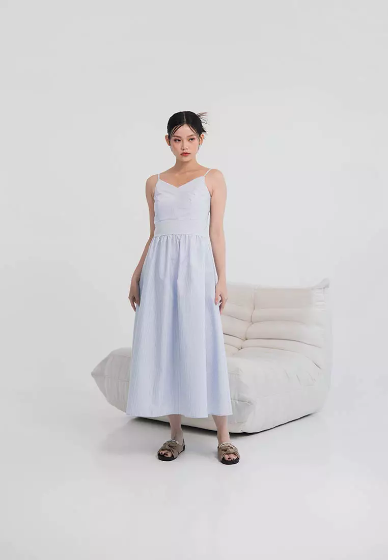 Ibiza Maxi Tank Dress in Blue Stripe