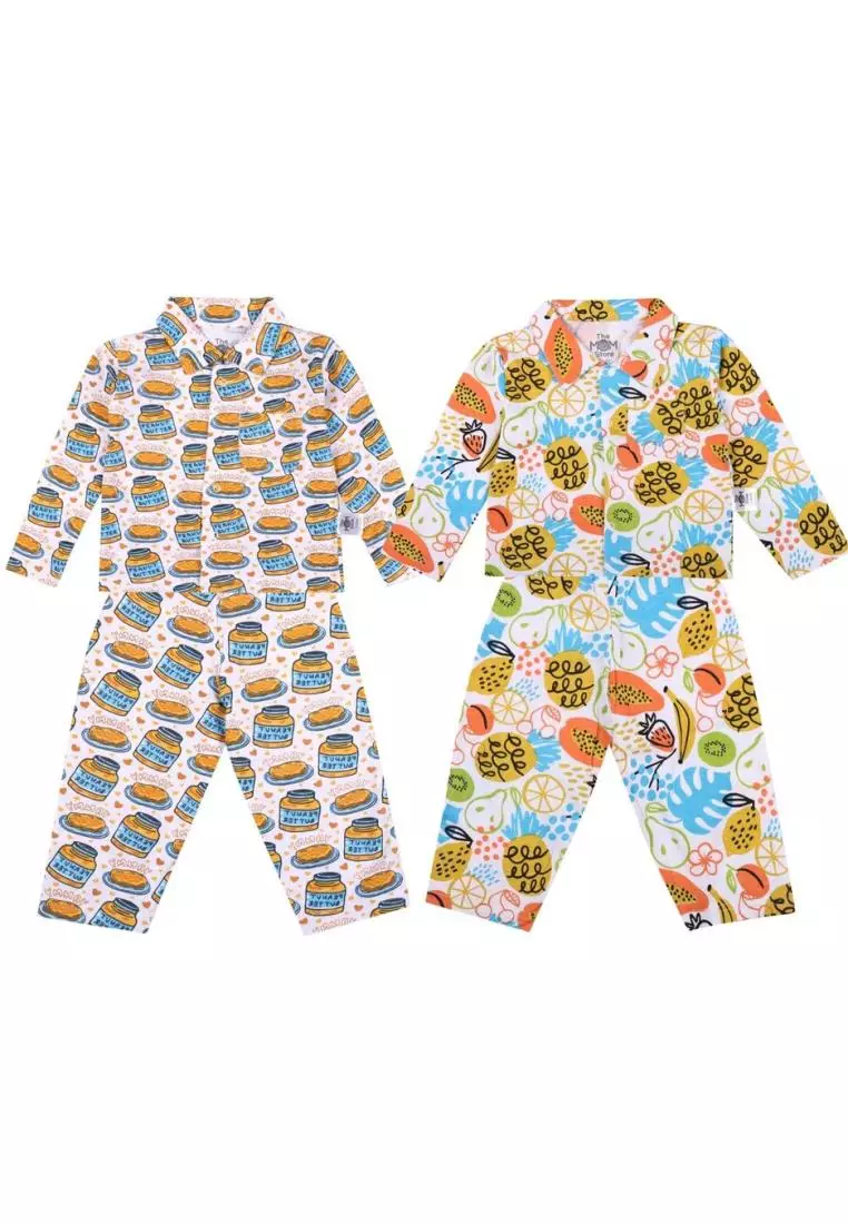 Kids Pajama Set Combo of 2 - Breakfast Club & Sweet Tropical