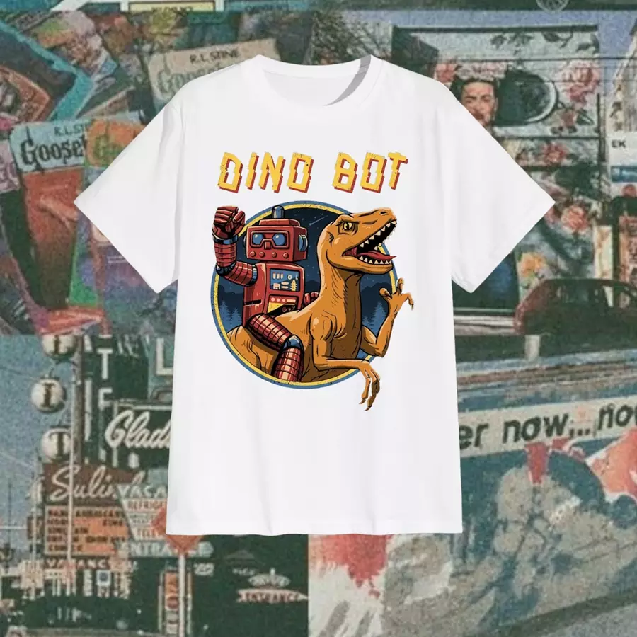Ossu Vintage Dino Bot White shirt
