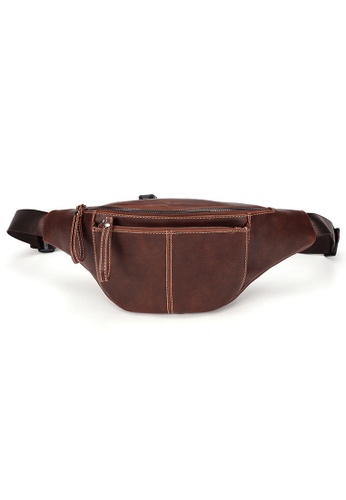 Lara brown Men's Simple Design Cross-body Bag - Brown 879D2AC42F7361GS_1