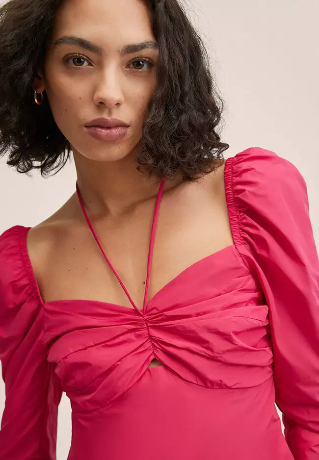 Puff-Sleeved Cropped Blouse