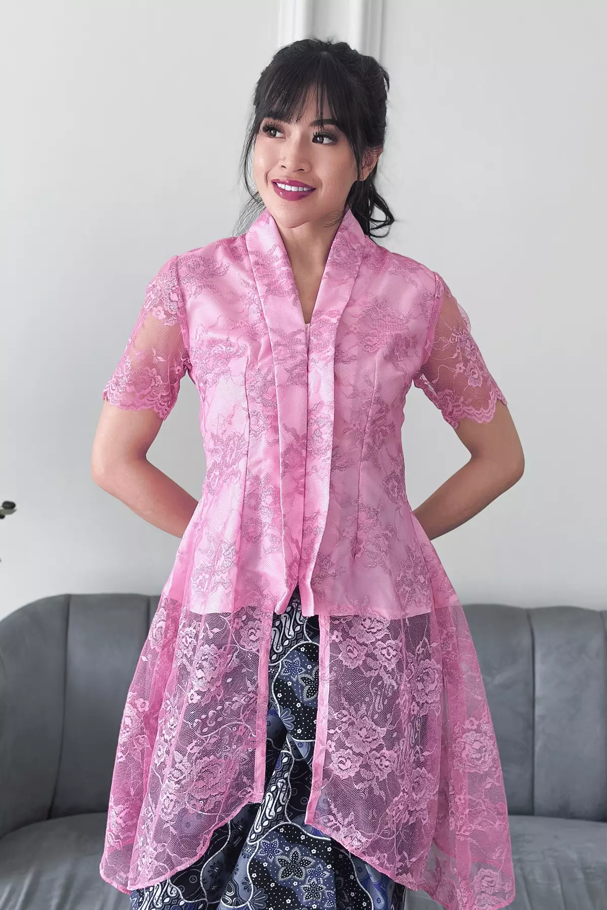 Astadewi Dusty Pink Kebaya Panjang Asymetris