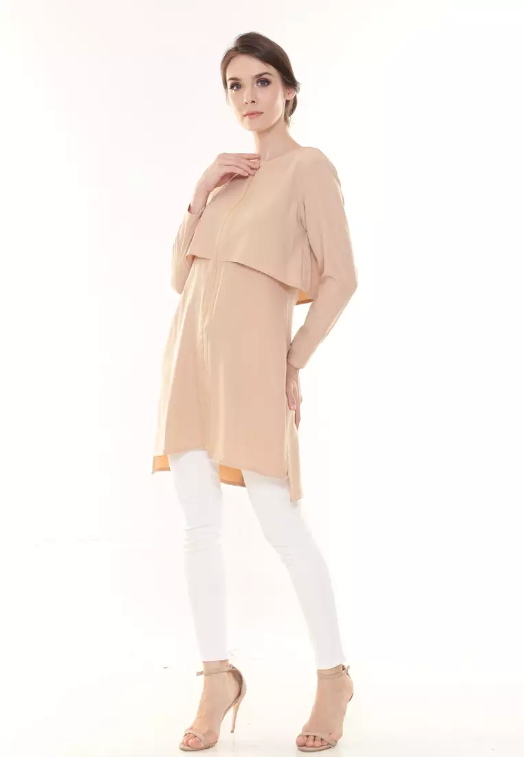 Aubrey Long Top Nursing Friendly in Beige