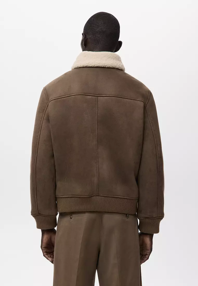 Faux-Shearling Suede Jacket