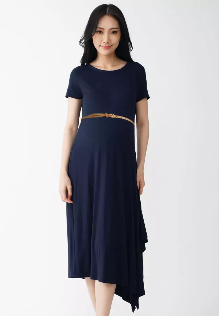 9months Maternity Navy Maternity Assymetric Hem Dress 2023 Buy