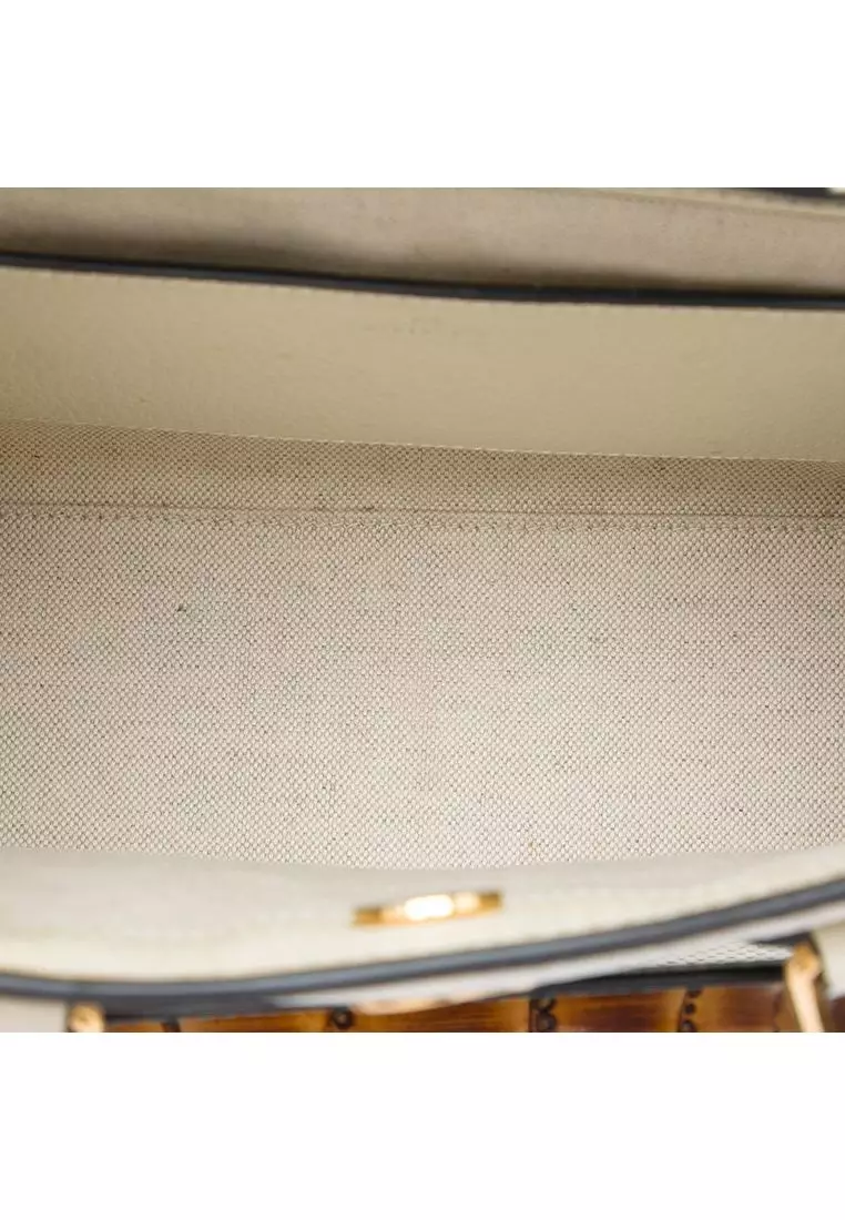 Pre-Loved Gucci Medium Jumbo Gg Canvas Bamboo Diana Satchel