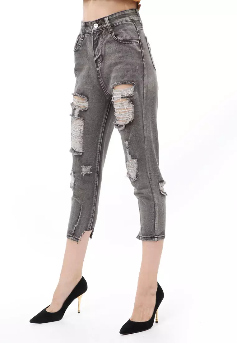 Jourel Long Pants Celana Panjang Ripped Jeans Wanita High Waist Material Denim ORIGINAL