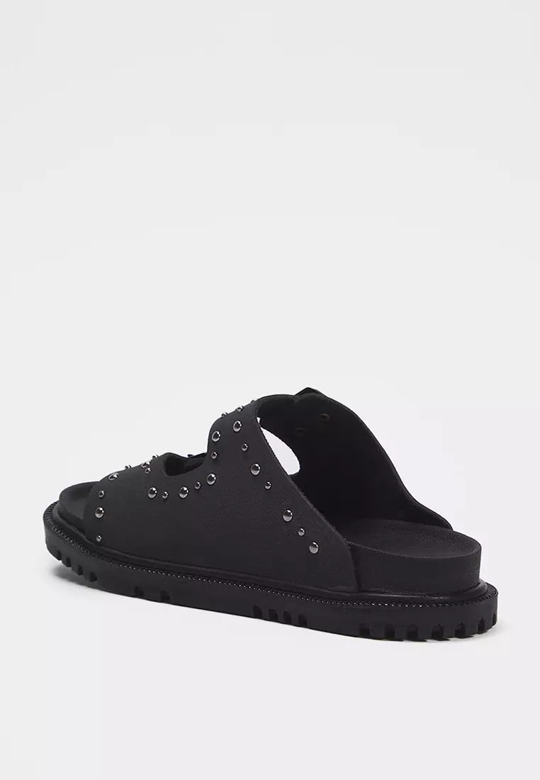 Rivet Double Buckle Slippers