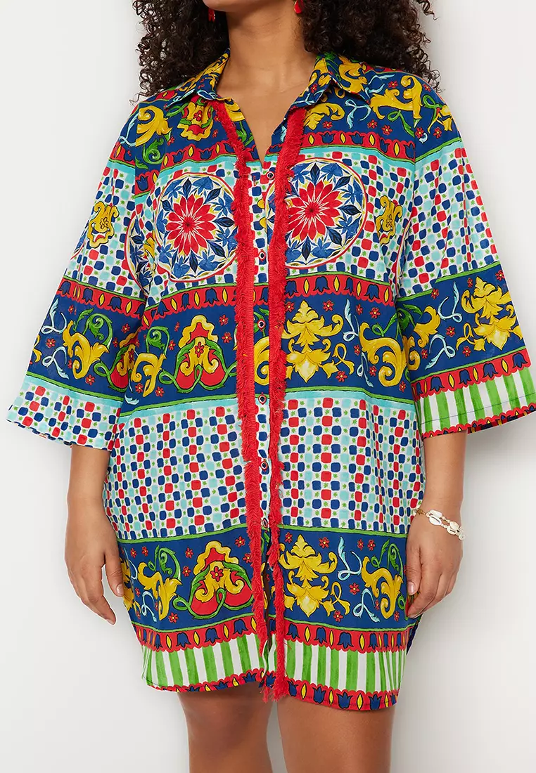 Multicolored Tile Pattern Beach Shirt