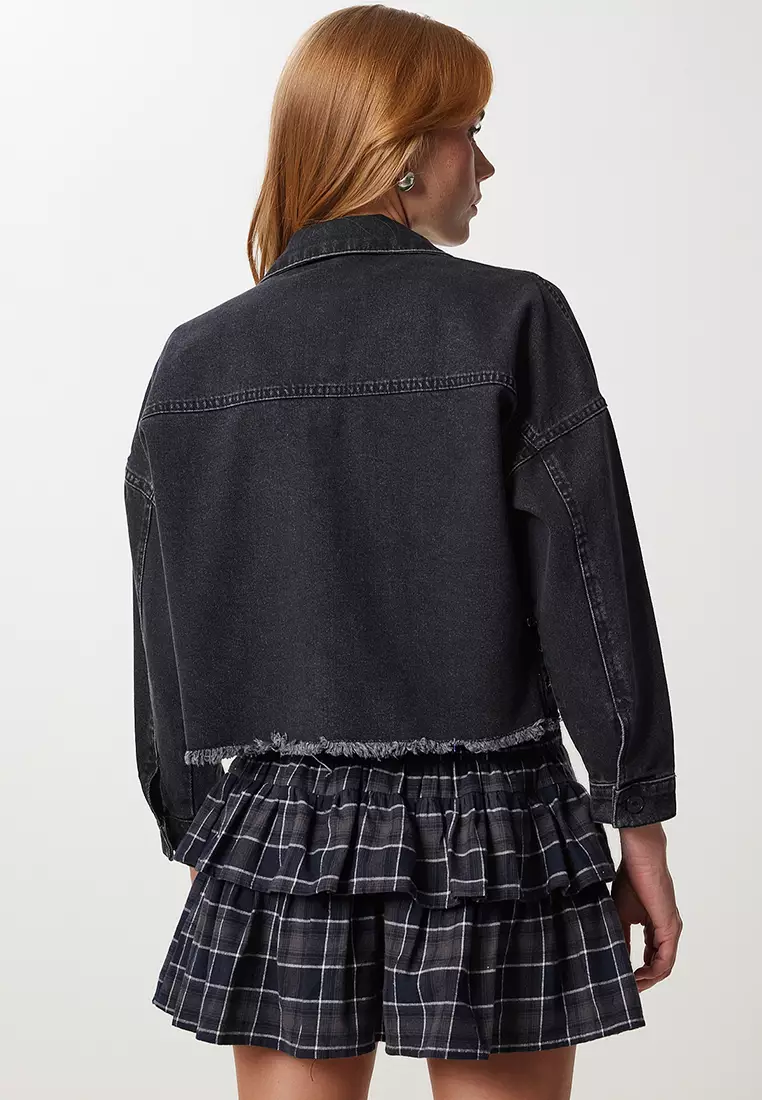 Washed Crop Denim Jacket