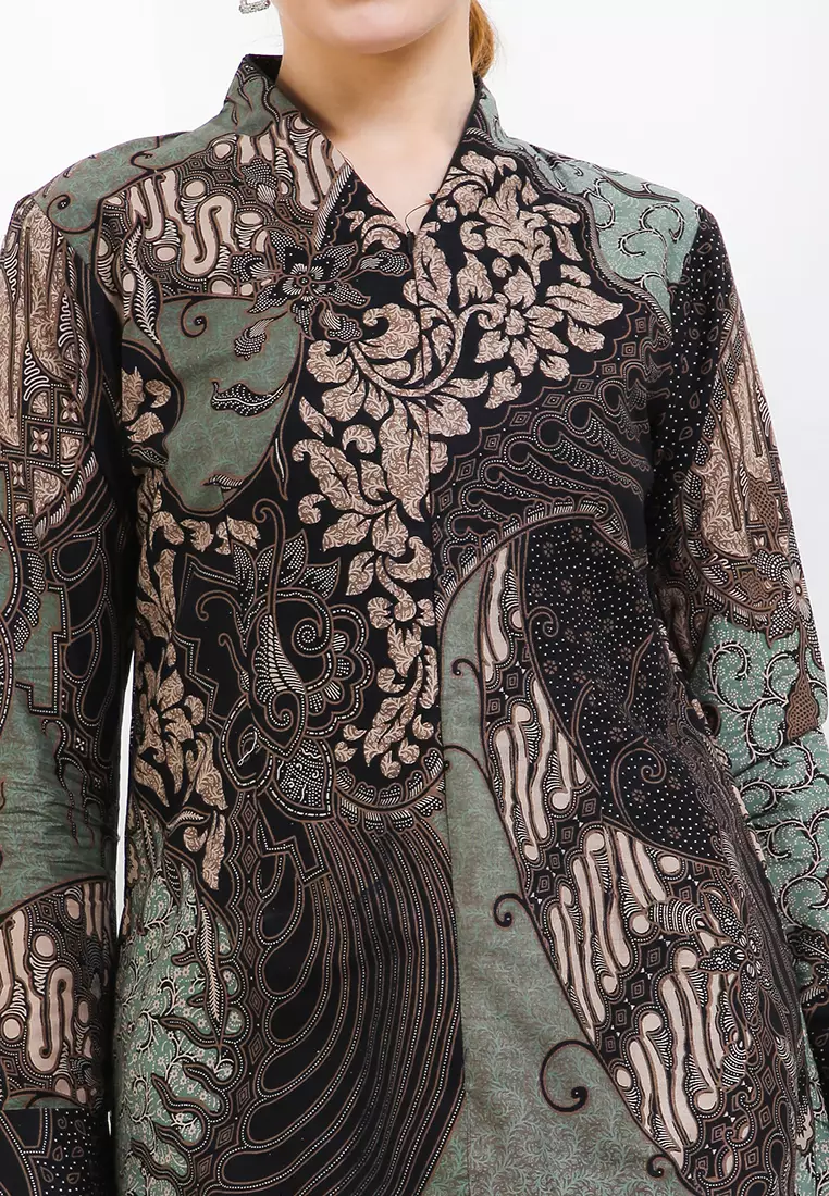 Blouse Batik Seno Ijo Premium Slimfit Elegant