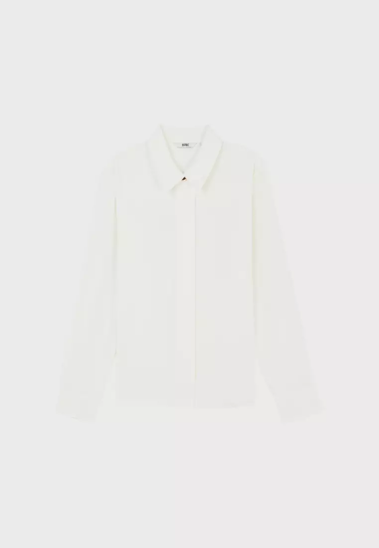 Ivory Wide Placket Long Sleeve Top