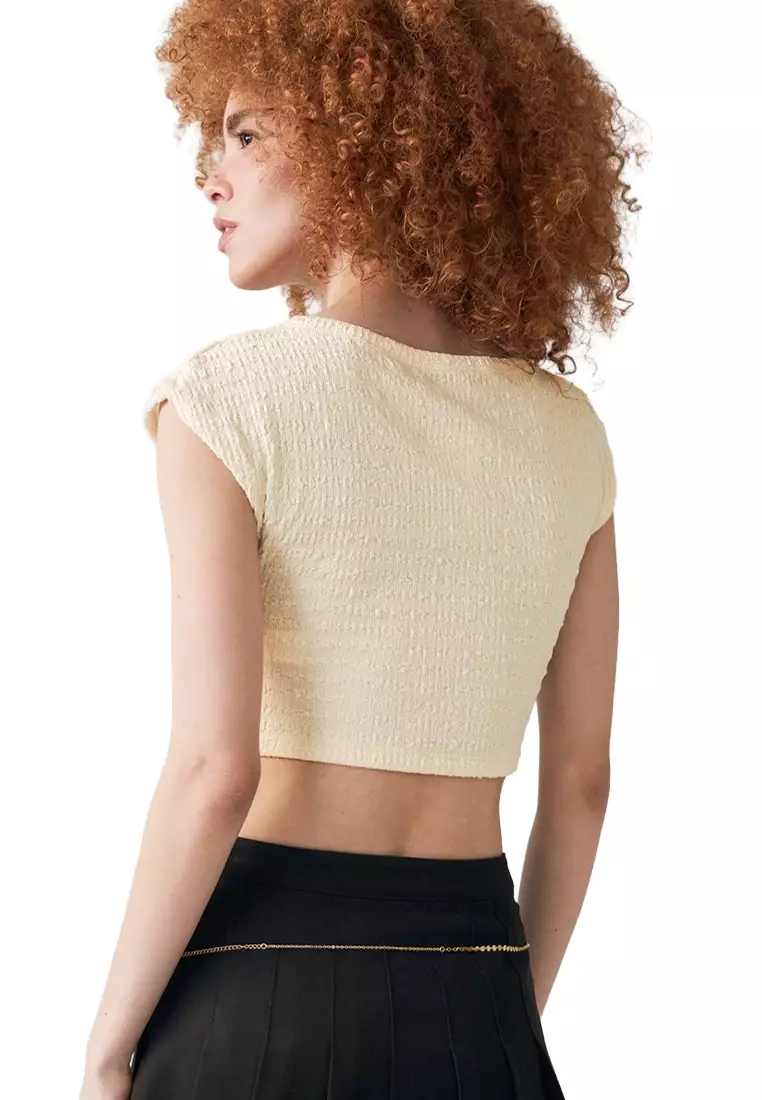 Crumpled Jersey Baby Tee With Lucid Dream Print