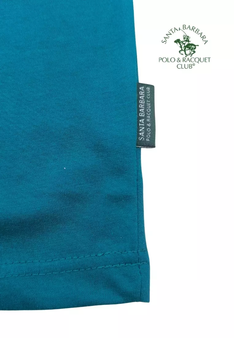 Plain Casual Cotton T-shirt with Embroidery logo on Chest - Green