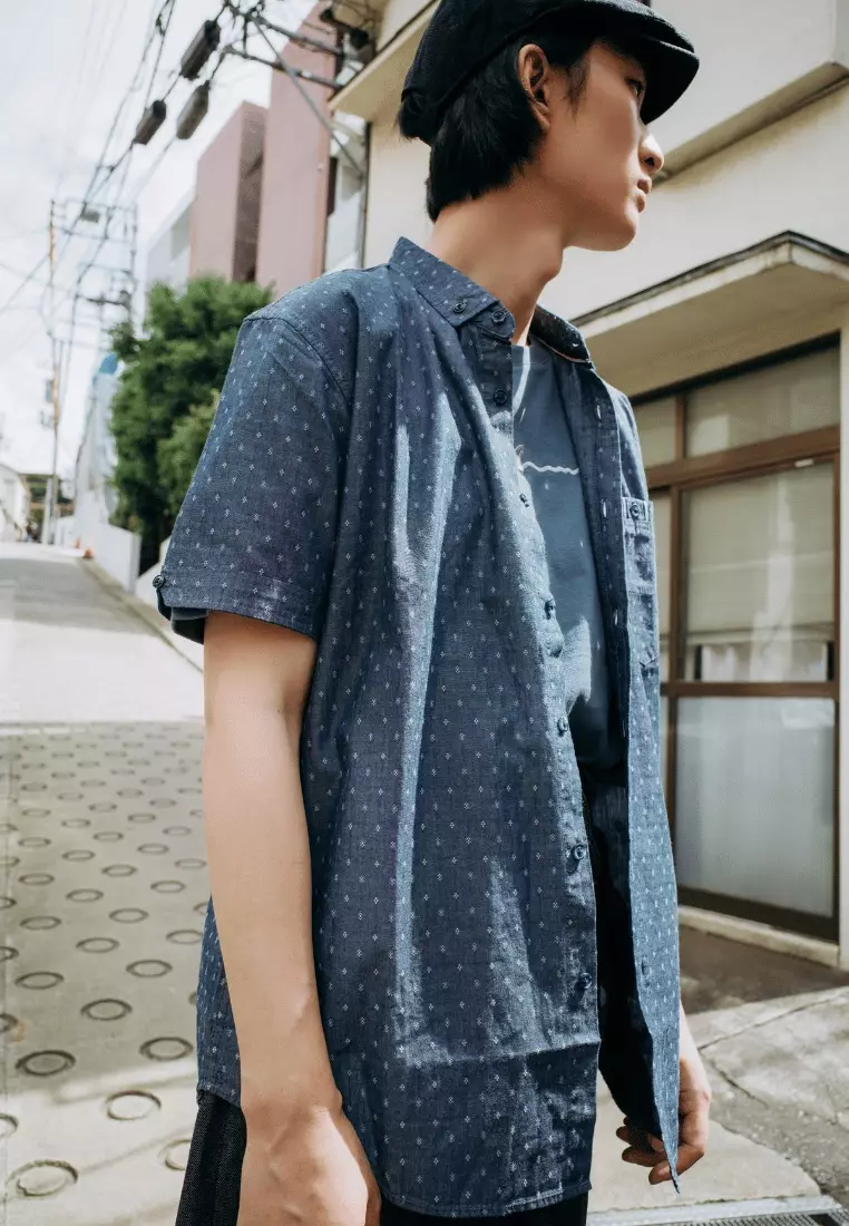 RBJ Kemeja Denim Printing Biru Regular Fit Pria