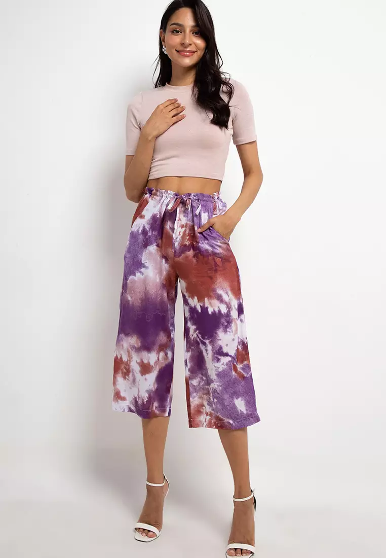 Tie Dye 3/4 Wide-Leg Pants