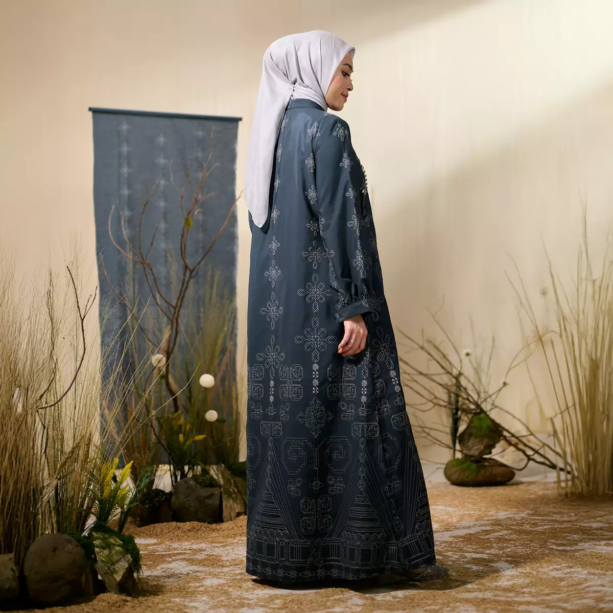 [Raya Collection] ZM Zaskia Mecca - Bintari Deep Navy - Gamis Wanita - Jejak Teduh Ruma - Koleksi Ramadhan Series