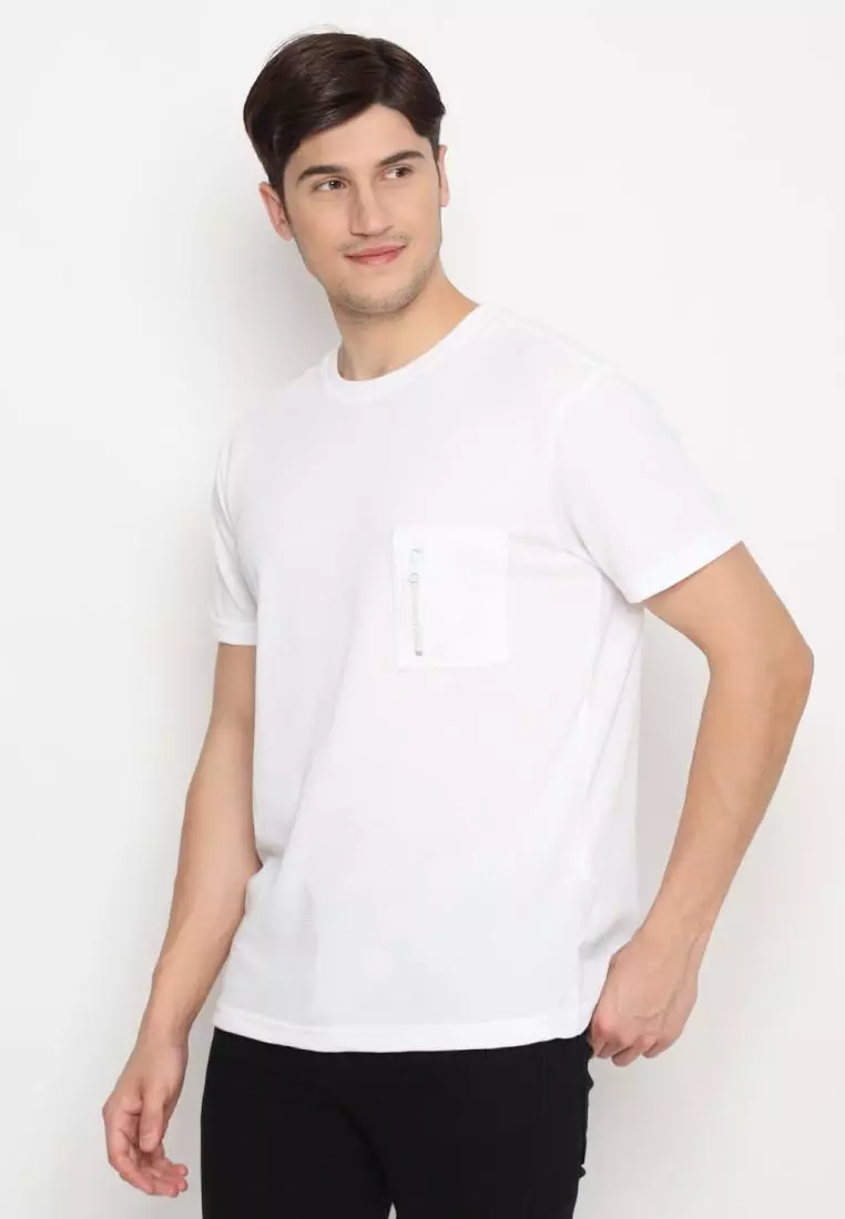 MATSUDA Kaos Polos 24S Texture Honeycomb T Shirt Saku Zipper Koka