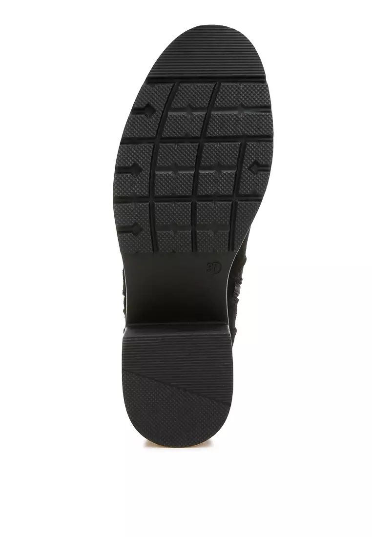 Sepatu Bot Ritsleting Microfiber Warna Hitam