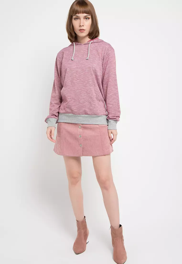 Jacket Hoody Lengan Panjang No Zipper Stripe