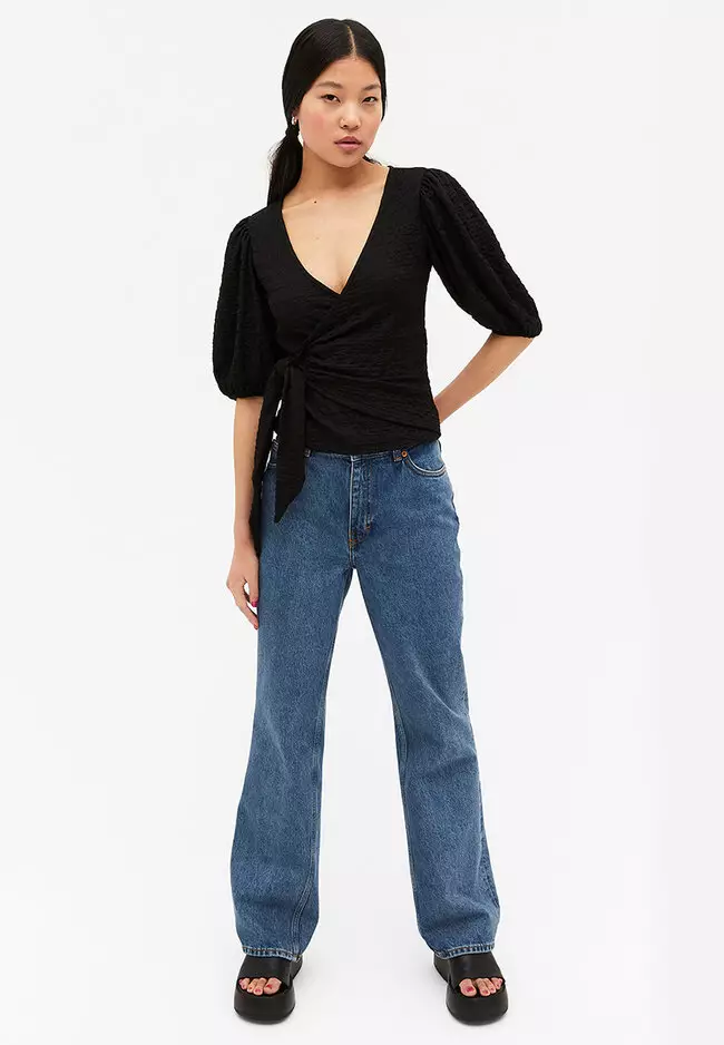 Buy Monki Wrap Top With Puff Sleeves 2024 Online | ZALORA Philippines