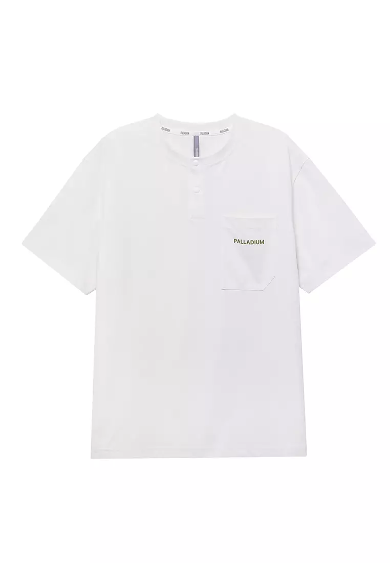 男裝 LOGO 亨利領口袋短袖T裇