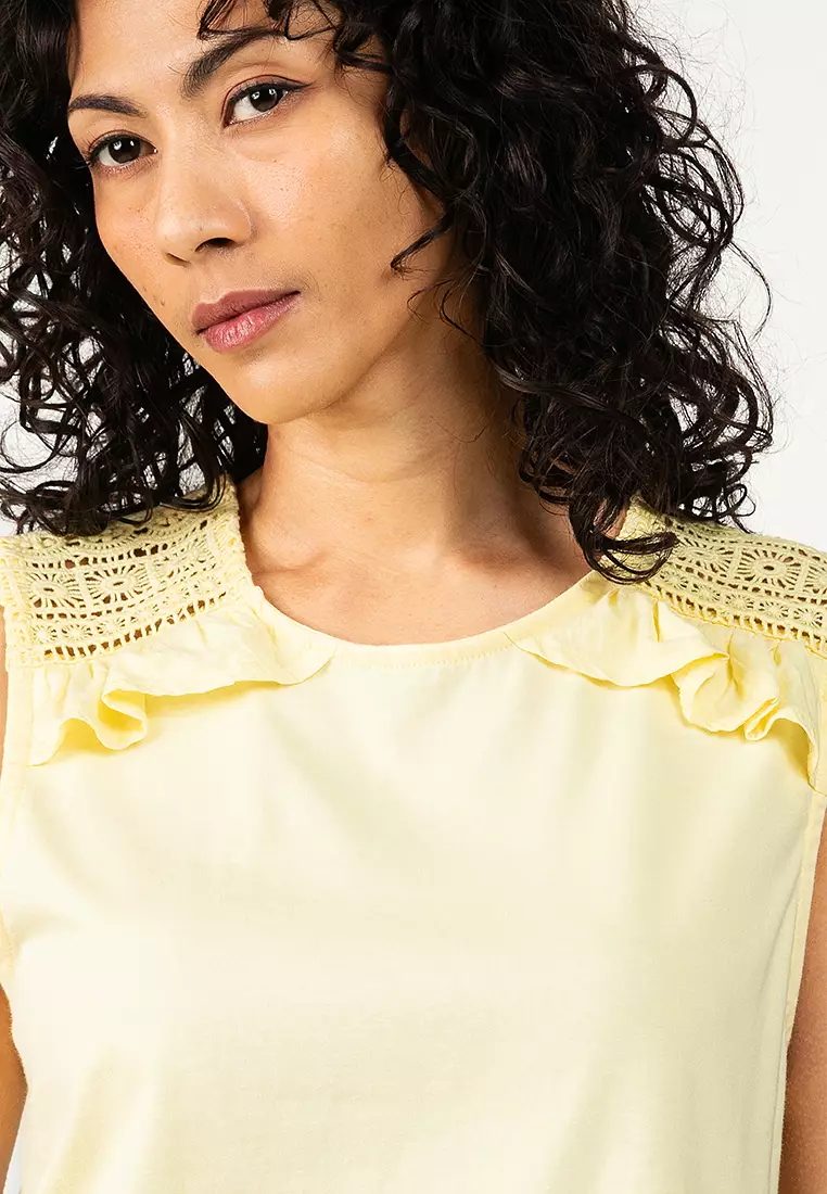 Okra Sleeveless Crochet Top