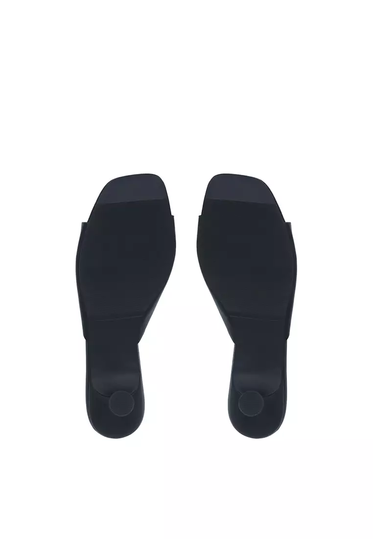 black Anara Kitten Heel Sandals