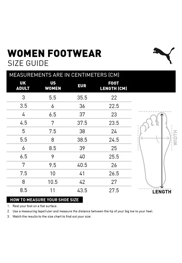 Puma size chart women's shoes clearance