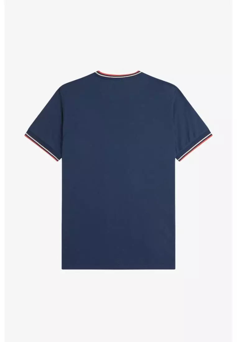 Fred Perry M1588 Twin Tipped T-Shirt (Tennis Blue / Silky Peach / Flamingo Tan)