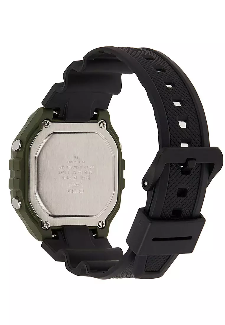Casio Jam Tangan Pria - Black Green - Resin - W-218H-3AVDF