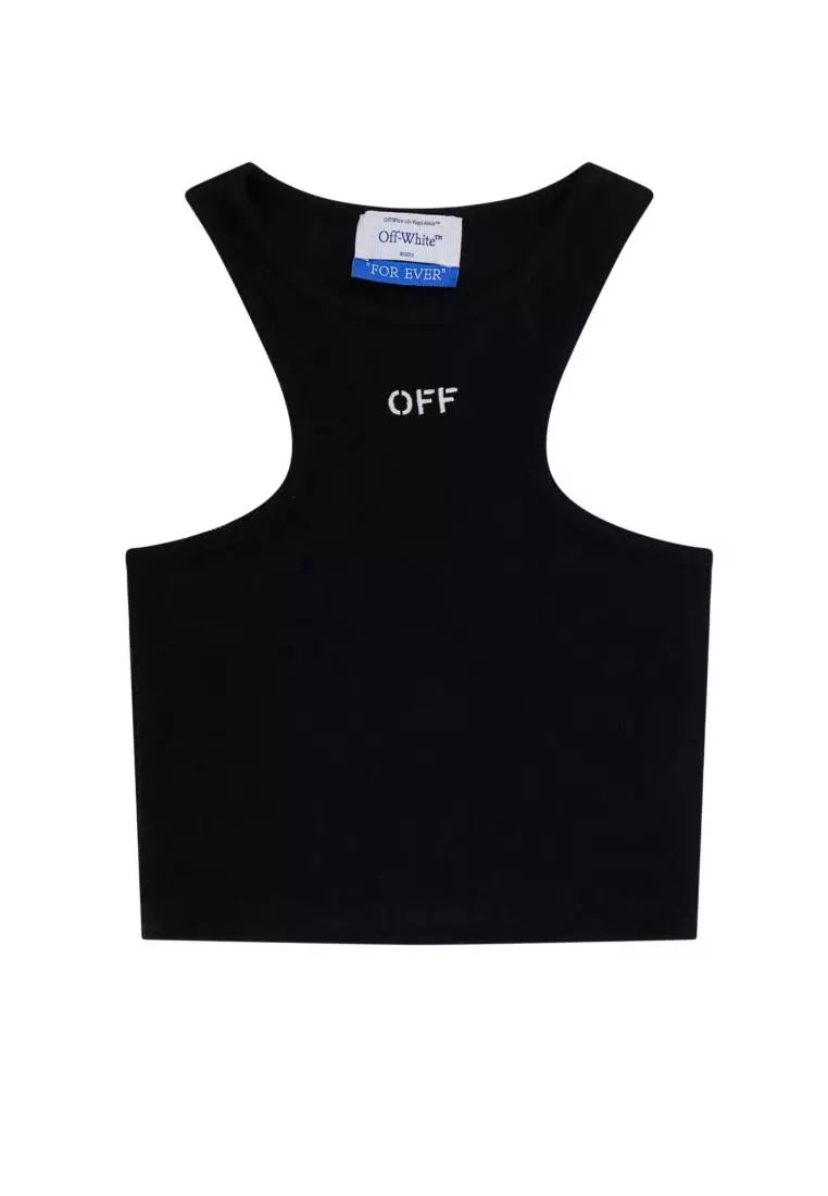 網上選購Off-White Ribbed cotton top - OFF-WHITE - Black 2024 系列