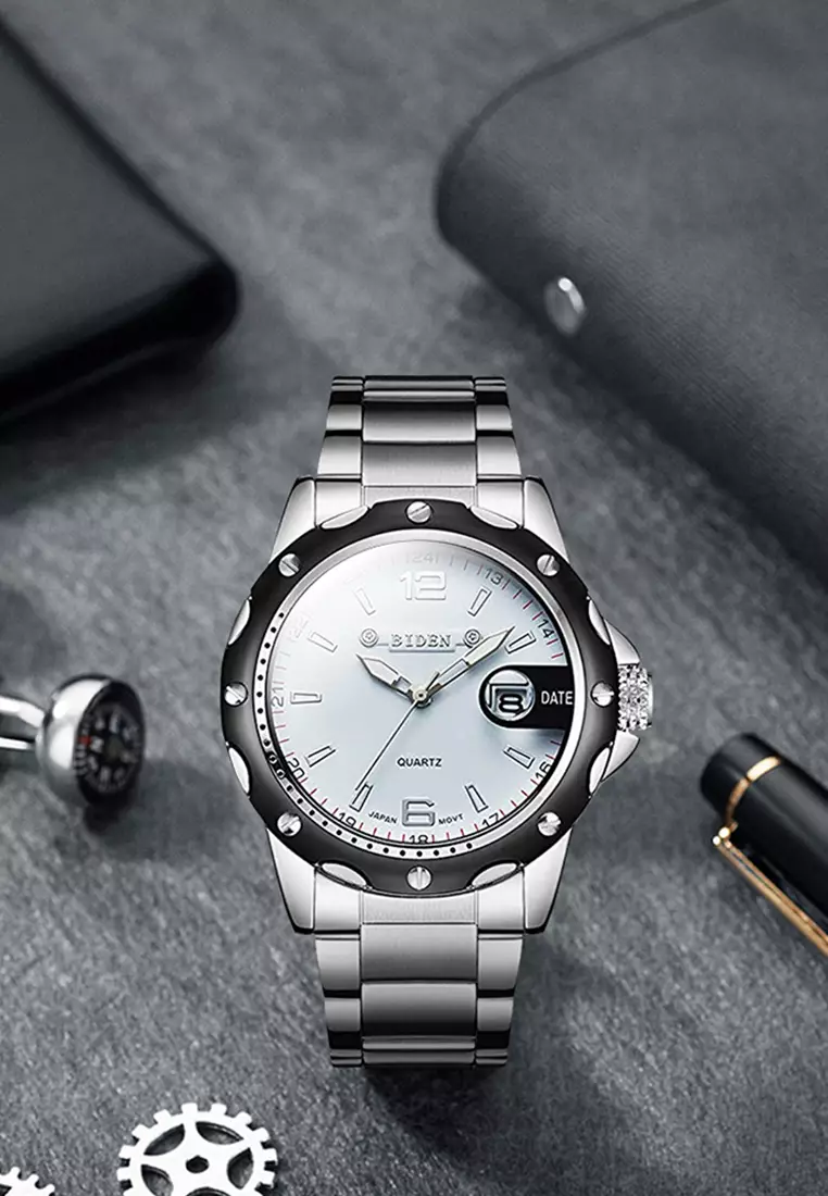 jam tangan pria Biden bisnis fashion sport stainless steel waterproof