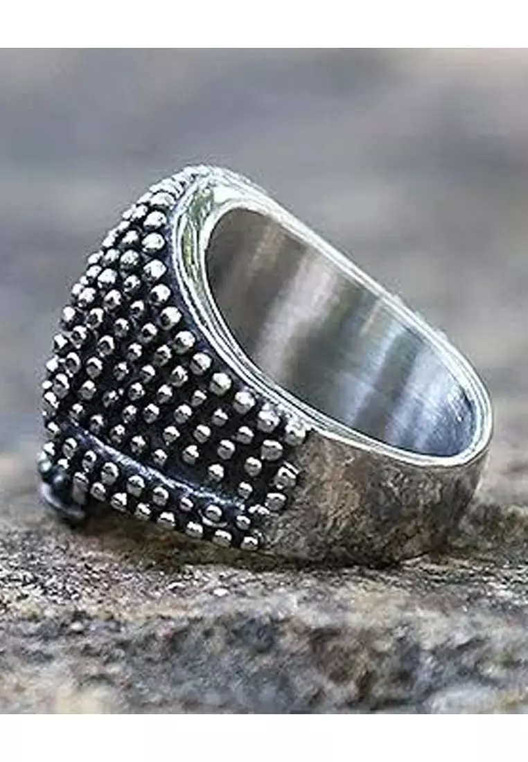 Aksesoris Cincin Pria Studded Skull  Ring Silver 