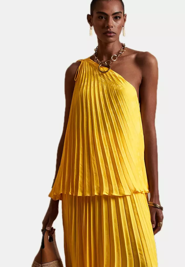 Bcbg abee store pleated maxi dress