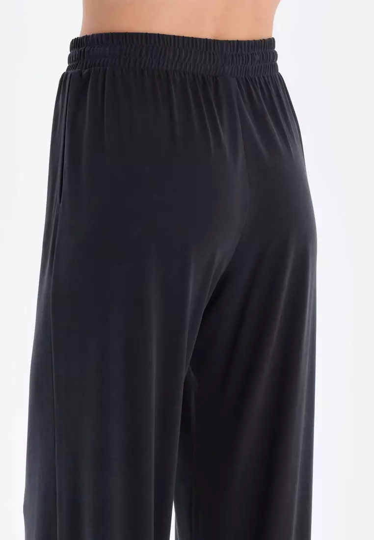 Black Trousers, Regular, Long Leg, Loungewear for Women