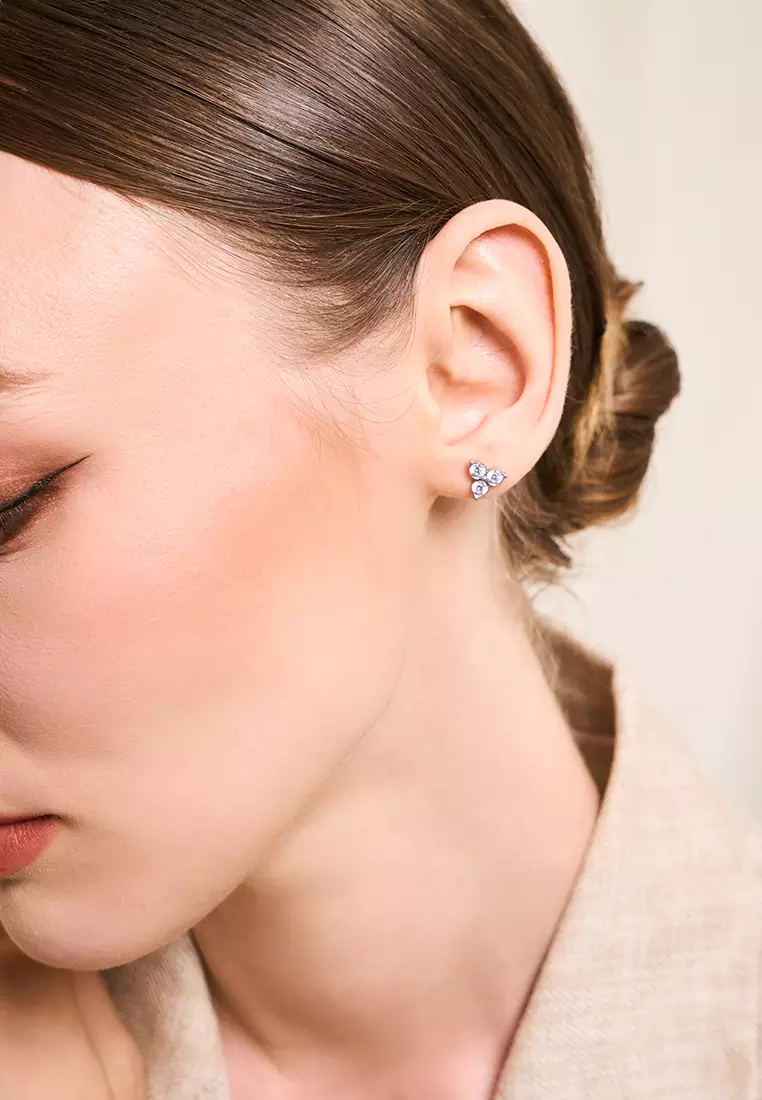 Lumi Triple Dot Stud Earrings in Silver