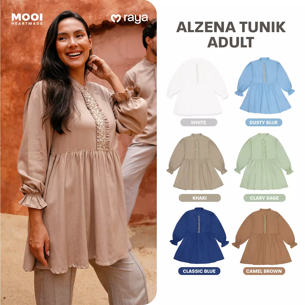 Mooi Tunik Wanita Atasan Wanita Raya Collection Alzena Tunic - Classic Blue