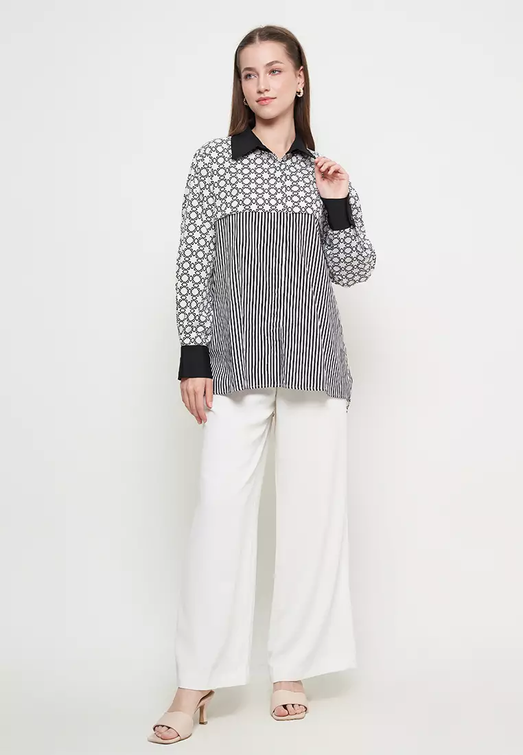 KLA - Kemeja Casual Wanita Siera Monochrome