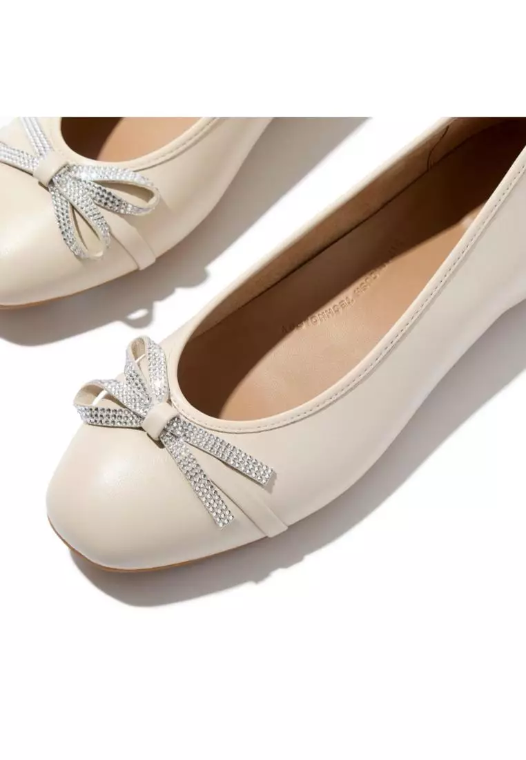 Delicato Glitz-Bow Leather Ballet Flats