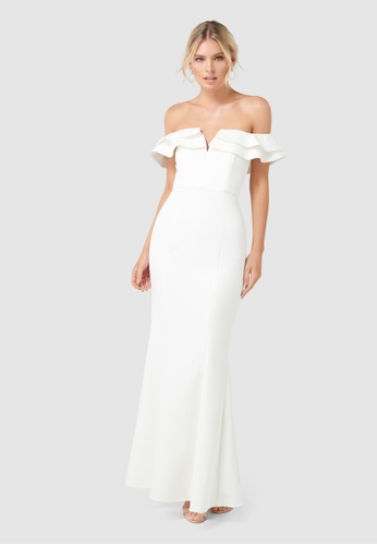 Buy Forever New Lulu Ruffle Off Shoulder Gown Online On Zalora