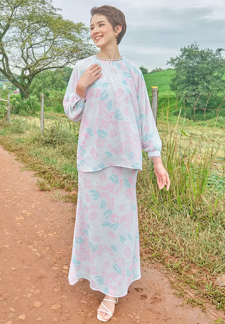 Rusila Blouse & Skirt - Grey Rose Art