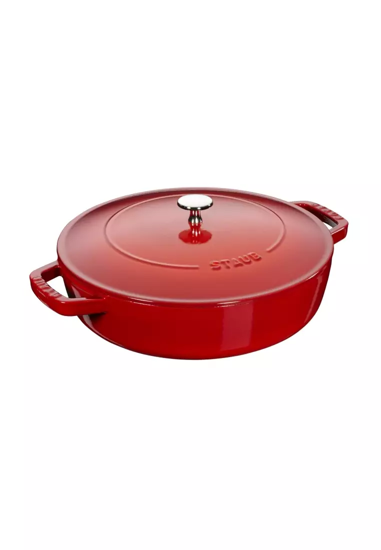 STAUB Staub Cast Iron 24cm Braiser Sauté Pan With Chistera Lid Cherry