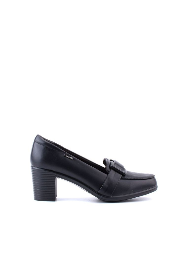 LARRIE Women Black Buckle Formal Heels