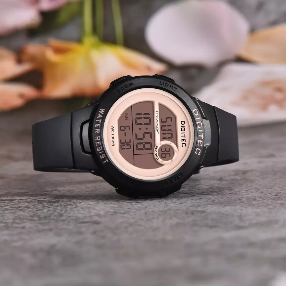 Digitec Jam Tangan Wanita - Black Pink - Rubber - BDG-7092T-BK-8R