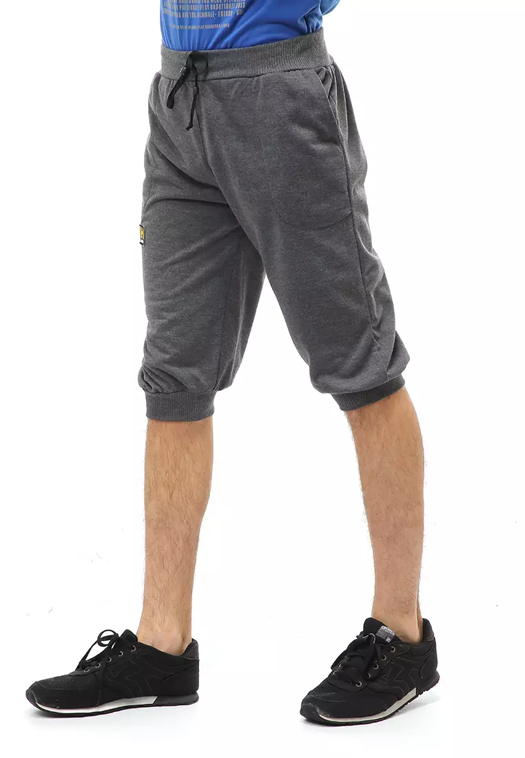 Rishham Short Pants Celana Jogger Pendek Pria Trackpants Material Baby Terry ORIGINAL - Dark Gray