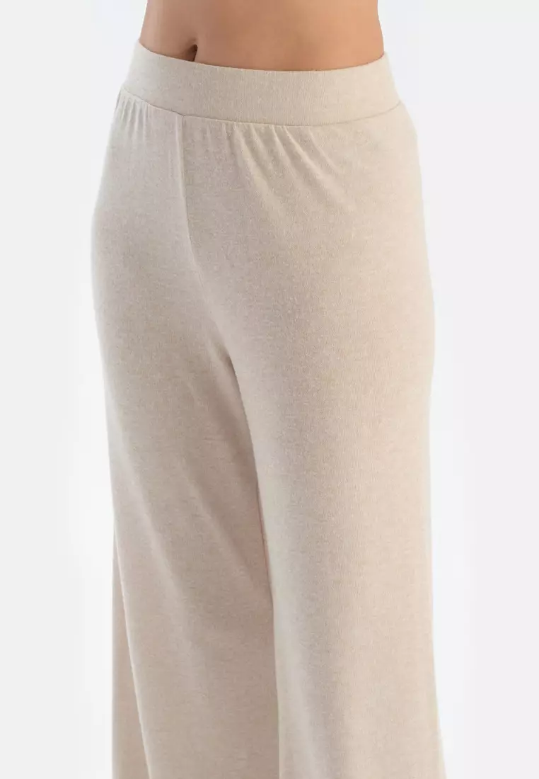 Ecru Trousers, Regular Fit, Loungewear for Women