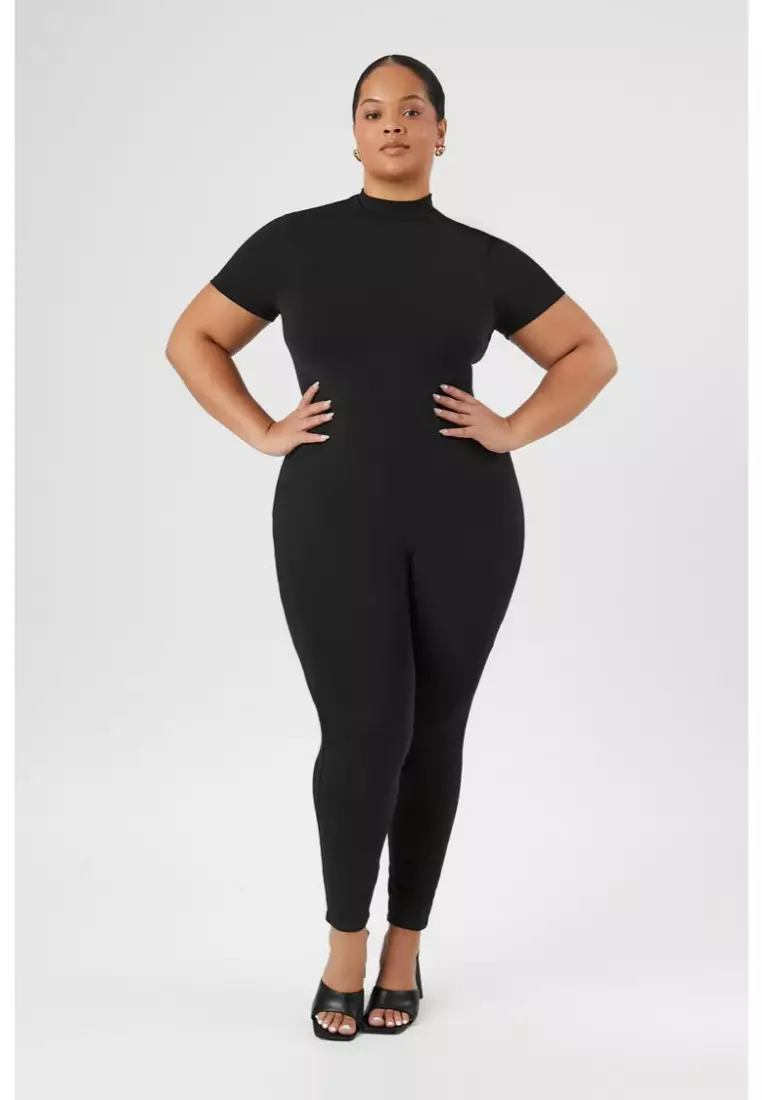 Plus Size Mock Neck Jumpsuit