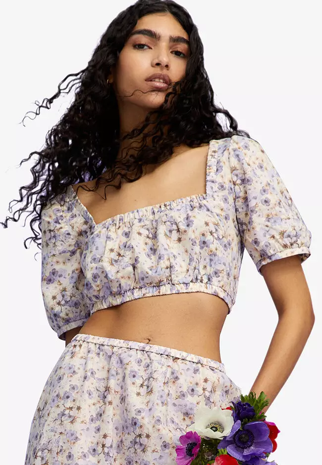 H&m floral sale crop top