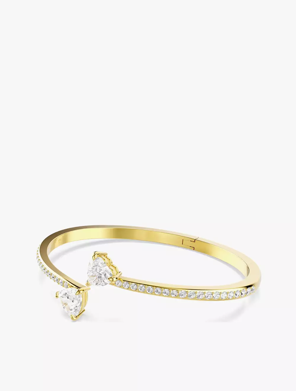 Mesmera Bangle, Heart, White, Gold-Tone Plated